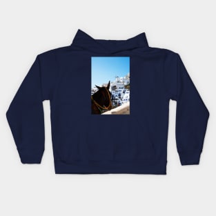 Donkey's View Of Oia, Santorini Kids Hoodie